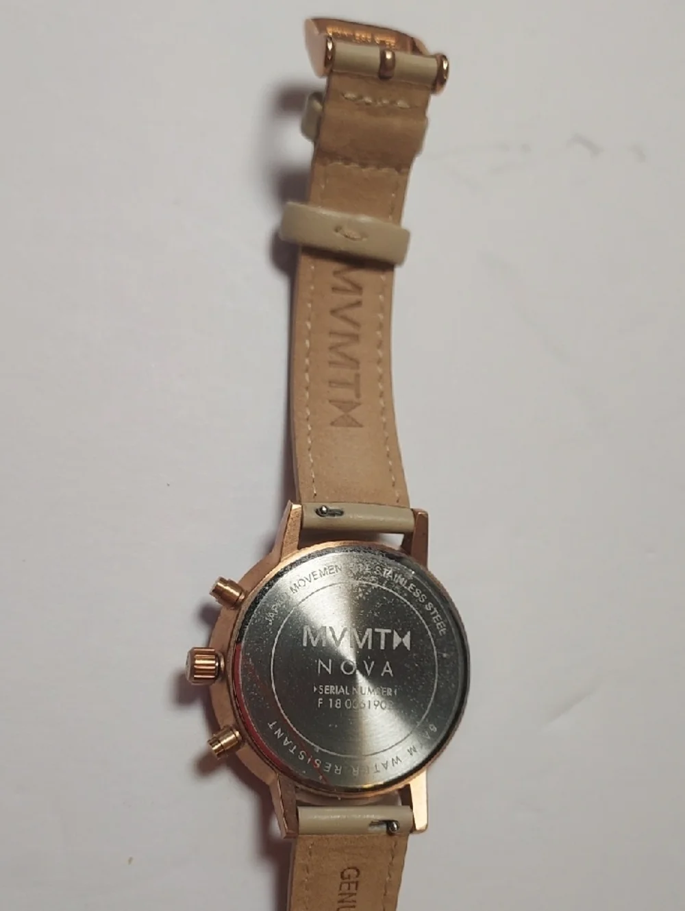 MVMT Rose gold Watch With Beige Leather Strap Chronograph Watch